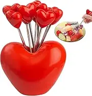 Kids Food Picks, Decorative Olive Skewers, Heart-Shaped Metal Sticks, 10-Piece Reusable Set, Unique Holders, Ideal for Fruits, Desserts, Cocktails, Appetizers, Drink Garnishes