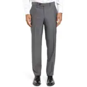 Ted Baker London Jefferson Flat Front Solid Wool Dress Pants, Grey, 38R
