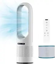 31.5Inch Tower Fan with HEPA, Cooling Bladeless Fan, Floor Fan Combo 80° Oscillating, 8H Timer, 8 Speeds for Indoor, Bedroom, Home Office Room(White,31.5 inches Cooling Only)