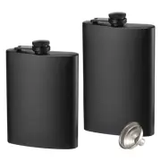 2 Pack Hip Flasks for Liquor, 8 Oz Stainless Steel Leakproof Thin Flasks with