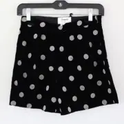 NWT Bonpoint Couture Black Velvet Shorts Golden Metallic Polka Dots 12