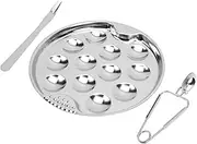 OFFSCH 1Set Stainless Steel Escargot Plate with Compartment Design for Seafood Suitable for Buffets and Restaurants and Easy to Use for Shellfish and Appetizers