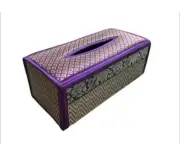 Tissue box sedge mat silk Thai pattern elephant with shape Reed Tissue Box