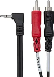 Hosa CMR-206R Right-angle 3.5 mm TRS to Dual RCA Stereo Breakout Cable, 6 Feet