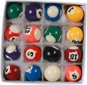 16 Pieces Mini Billiards Table Set Full Set, 25mm Small Pool Ball Set for