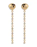 Ettika Pave Polished Pebble Chain Link Linear Drop Earrings