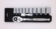 12 pc 1/2" Drive Socket Wrench Set SAE Rack - H04-001A