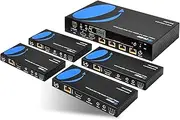 1x4 HDMI Extender Splitter HDBaseT 4K by OREI Multiple Over Single Cable CAT6/7 4K@60Hz 4:4:4 HDCP 2.2 with IR Remote EDID Management, HDR - Up to 400 Ft - Loop Out - Low Latency - Full Support