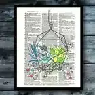 Succulent Terrarium Dictionary Art Print Bright Home Decor Wall Art