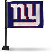 Rico Industries NFL Football New York Giants Primary Double Sided Car Flag with Black Pole - 16" x 19" - Strong Pole That Hooks onto Car/Truck/Automobile