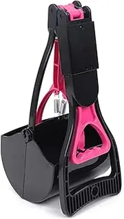 Dog Pooper Scooper with Foldable Long Handle Portable Pet Cats Pooper Scooper for Pets Lawn Travel Camping Hiking Pink