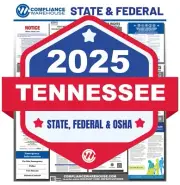 2025 Tennessee TN State/Fed Labor Law All In 1 Compliance Poster Paper/Laminated