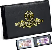 Uncle Paul Banknote Collection Album with 40 Compartments - 20 Sheets Clear Currency Holder World Money Storage Book Collection Supplies for Trading Cards Stamps Tickets Bills Black AN04BK