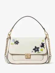 Phoebe Floral Applique Leather Flap Crossbody