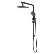 Black Bath Round 8'' Ultrathin Rainfall Shower Head 3-MODE Handheld Set Gooseneck Arm Wall Rail Diverter WELS WATERMARK
