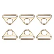 1.26" Adjuster Triangle with Bar Swivel Clip D Dee Ring Buckle, 6Pcs Gold