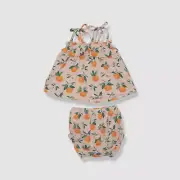 Angel Dear Girls Pink 2-Pc. Ruffle Orange Top & Bloomer Set Size 12-18M