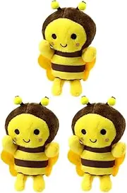 Vaguelly 3pcs Bee Soft Toy Plush Honey Bee Ornament Keychain Charms for Backpack Decor