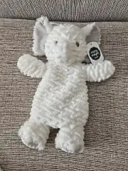 Baby Mary Meyer White Gray Elephant Plush Soft Flat Beanie Lovey New