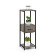 Giantex Metal Plant Stand 3 Tier Plant Table w/Drawer Corner Display Shelf Grey