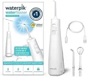 Waterpik Pulse Wireless Oral Irrigator, Professional 99.9% Plaque Removal, 2 x Intensity Modes, Interdental Cleaner, 45 Seconds Water Tank Capacity, 2 x Attachments Included, White