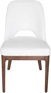 SK Designer Living Maribel Boucle Dining Chair | Walnut Legs - White Bouclé