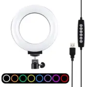 10 Mode Rgbw Led Ring Light with Tripod and Ball Head - 4.7 Inch Curved Surface