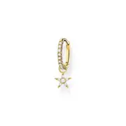 Single Hoop Earring With Star Pendant Gold - TCR707Y