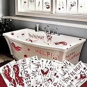 Horaldaily 100 PCS Halloween Window Cling Sticker, Bloody Handprint for Home Party Supplies Shop Window Glass Display Decoration
