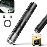 3-in-1 Rechargeable Flashlight with Arc Lighter and Alarm,Multifunctional Rechargeable Flashlight High Lumens,3 in 1 Powerful Tactical Flashlight for Camping (Black)