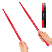 5A Nylon Drumsticks for Kids Adults: Light Durable Drum Sticks Black and Red
