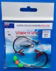 80lb Sliding Snelled double hook rig 2x Octopus circle 8/0 hooks & lumo beads