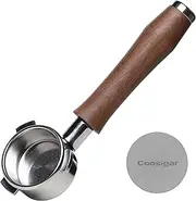54mm Bottomless Portafilter with Puck Screen | Fits for 54mm Breville Machines | Stainless Steel portafilter and Walnut wood Handle|Espresso Machine Accessories(Walnut)