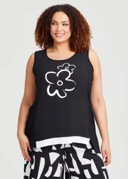 [TS] Taking Shape Natural Floral Sleeveless Top Size 20 in Black - Plus Size Women's Clothing Black
