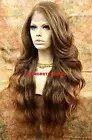 FREE PART LACE FRONT FULL WIG LONG LAYERED WAVY AUBURN BROWN MIX HEAT OK NWT
