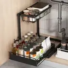 Pull-out Cabinet Tray Easy to Clean Sink Organizer L-shaped Carbon Steel