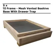5 x 10 Frame Beehive Base With Mesh Ventilated Bee Hive Bottom Board Drawer Trap