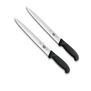 [Victorinox] Pointed Tip Edge Slicing Knife Fibrox 25cm (Black) - Wavy