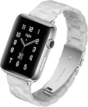 Light Apple Watch Band-Fashion Resin iWatch Bands Bracelet Compatible with Stainless Steel Buckle for Apple Watch Ultra 2 1 Series 9 Series 8 7 Series 6 Series SE Series 5 Series 4 Series 3 Series 2 1