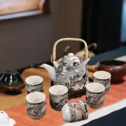 Ceramic Teapot with Cups Set Porcelain Tea Set for Home Tea House Camping