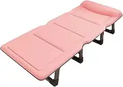Portable Folding Camping Cot w/Mattress & Pillow 4 Position Adjustable Adult Sleeping Bed Outdoor Single Camp Bed Reclining Chaise for Home Office Travel Beach Pool