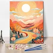 TISHIRON Abstract Painting by Numbers Kit Adults, Landscape Adult Painting by Numbers Acrylic Pigment Drawing, Flower DIY Painting by Numbers on Canvas for Home Wall 40 x 50 cm (Frameless)