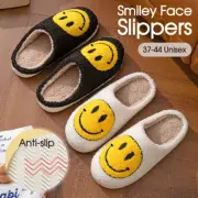 Unisex Smiley Face Slippers: Soft & Cozy Indoor Loungewear - White/Black