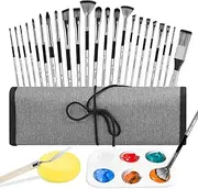 Paint Brush Set: 26 Pcs Nylon Paint Brushes Sets for Kids, Adults and Beginners, Professional Artist Series with Angled, Round, Flat, Detail, Fan Paintbrush for Oil, Acrylic and Watercolor Painting
