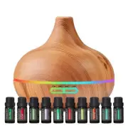 Ultimate Aromatherapy Diffuser & Essential Oil Set - Ultrasonic Top 10 Oils M...