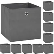 Storage Box Set of 10 Grey Non-woven fabric 12.6x12.6x12.6 in vidaXL