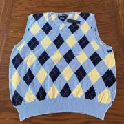 Polo Ralph Lauren Argyle Sweater Vest 2XB XXL Blue Cotton Cashmere Golf NWT