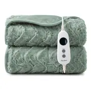 Dreamaker 500gsm Faux Fur Electric Heated Throw Blanket [180x200cm] (Leaf)