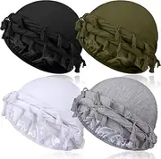 [MLTUARG] 4 Pieces Satin Lined Turban Silky Head Wraps for Men, Halo Turban Mens Turban Head Scarf for Hair