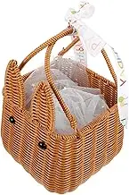 Easter Basket with Handle, Bunny Easter Woven Basket Cute Rabbit Ears Rattan Gift Basket Mini Picnic Baskets Flower Girl Hunt Toy for Easter Party Supplies